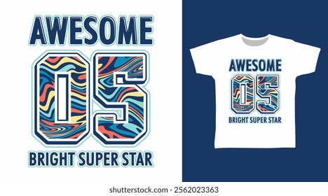 Awesome 05 typography hand drawn, vector ready for print on t-shirt and other uses.