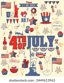 Awesome 4th Of July Set Of Different Vectors And Icons