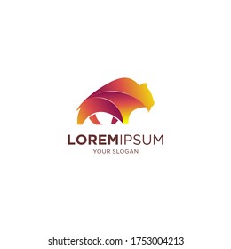 awesome abstract bison colorful logo 