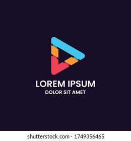 Awesome abstract colorful play media button logo icon design template