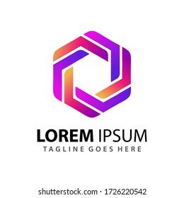 Awesome Abstract Gradient Hexagon Arrow Spin Company Modern Logo Design Template Premium Vector