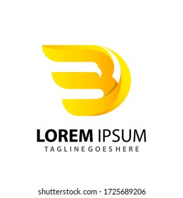 Impresionante Gradiente Abstracto Letra B D Águila Compañía Modelo de diseño de logotipo moderno Vector Premium