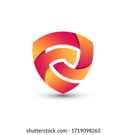 Letra gradiente abstracta impresionante F A Shield Company Modelo de diseño de logotipo moderno Vector Premium