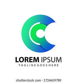 Impresionante Gradiente Abstracto Letra G C Circle Company Modelo de diseño de logotipo moderno Vector Premium