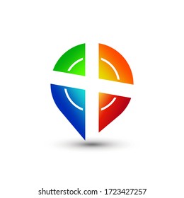 Awesome Abstract Gradient Pin Maps Vinyl Record Company Modern Logo Design Template Premium Vector