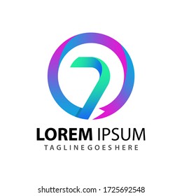 Awesome Abstract Gradient Seven Rotation Circle Company Moderne Logo Design Template Premium Vector