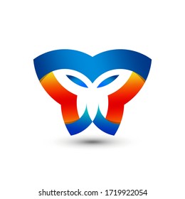 Awesome Abstract Gradient Skull Butterfly Company Modern Logo Design Vector Template Premium