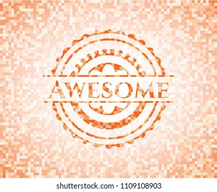 Awesome abstract orange mosaic emblem