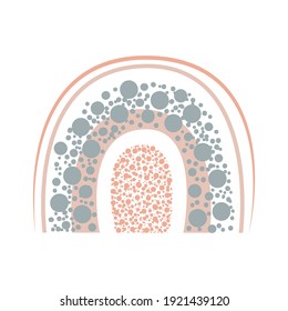 Awesome abstract rainbow with big circles. Interesting design. Pastel colors, gray, pink. For the decor of the children's room in the Scandinavian style, banner, postcard, invitation. Vector.
