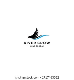 awesome abstract river crow logo 