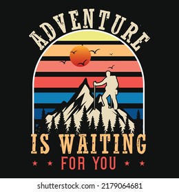 Awesome adventures mountains hiking t-shirt design