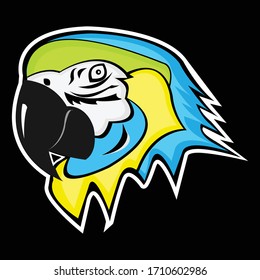 Awesome aggressive parrot head mascot