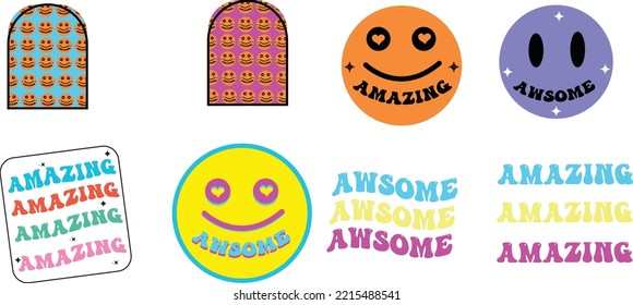 awesome amazing stickers vector design 