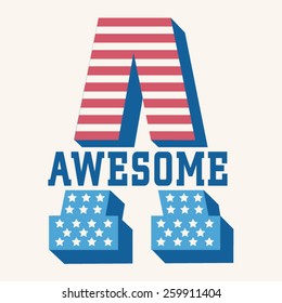 Awesome america flag typography, t-shirt graphics, vectors