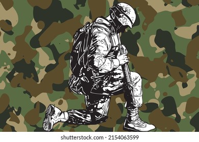 Awesome America Memorial day soldier vector