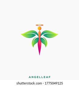 Awesome Angel Leaf Premium Logo