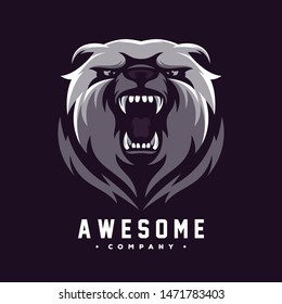 awesome angry bear logo design