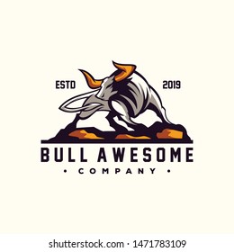 awesome angry bull logo design