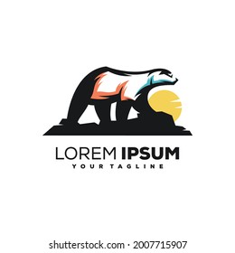 awesome animal bear logo design vector