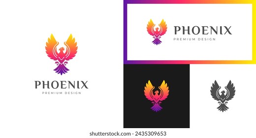 awesome animal phoenix fly gradient logo illustration