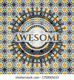 Awesome arabesque style badge. arabic decoration.