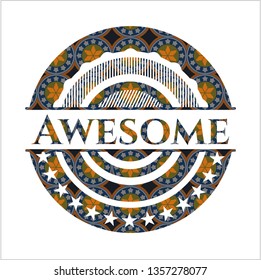 Awesome arabesque style emblem. arabic decoration.