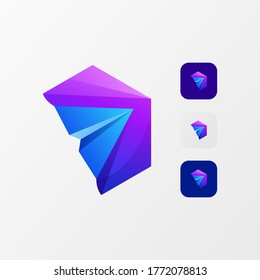 awesome arrow color logo vector