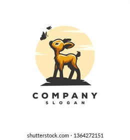 awesome baby deer logo vector design illustration