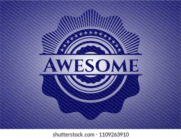 Awesome badge with denim background