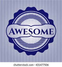 Awesome badge with denim texture