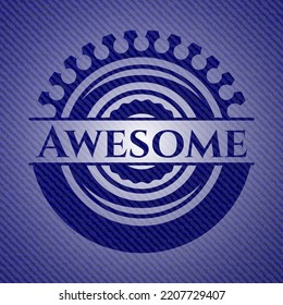 Awesome badge with jean texture. Vector Illustration. Detailed. 