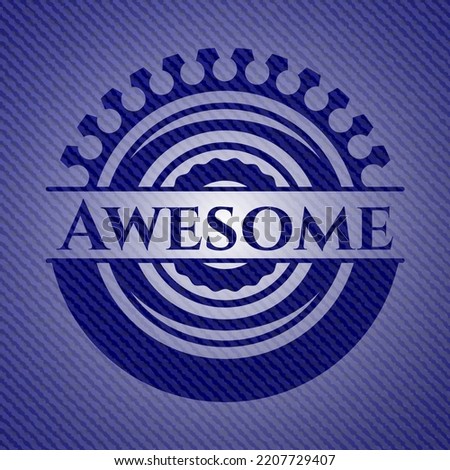 Awesome badge with jean texture. Vector Illustration. Detailed. 