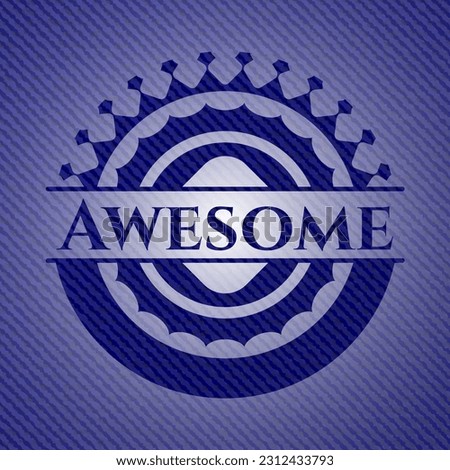 Awesome badge with jean texture. Vector Illustration. Detailed. 
