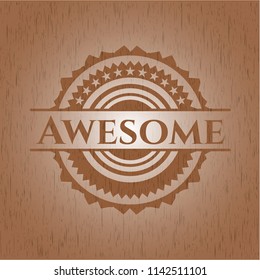 Awesome badge with wood background