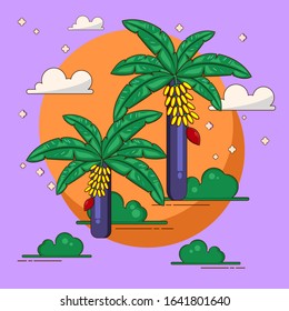 awesome banana tree vector with stardust