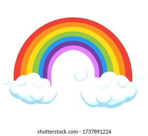 Awesome banner with rainbow and clouds isolated on white background icon, cartoon illustration vector positive modern sign for poster, flyer, sign, brochure cover, shirt beautiful design birthday cute