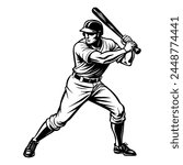 Awesome baseball player black ink transparent vector
