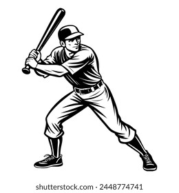 Awesome baseball player black ink transparent vector
