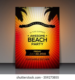 Awesome Beach Party Flyer Template Vector Background