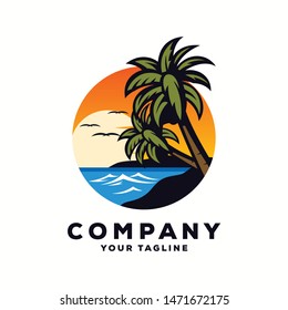 awesome beach sea logo design