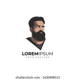 AWESOME BEARD MAN LOGO VECTOR PREMIUM