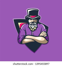 awesome beard vector illustration logo