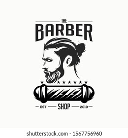 Awesome bearded man logo design Premium Vector
