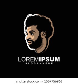 Awesome bearded man logo design Premium Vector
