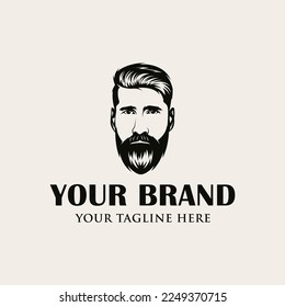 Awesome bearded man logo design vector
