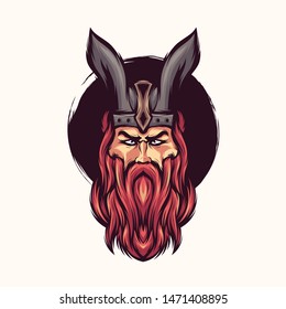 awesome bearded viking logo design
