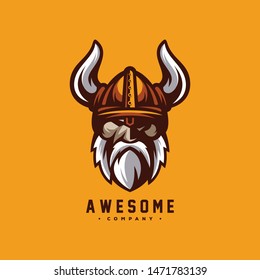 awesome bearded viking logo design