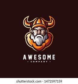 awesome bearded viking logo design