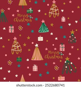 awesome beautiful christmas theme elements winter decorative illustration wallpaper background seamless pattern repeat print suitable for gift wrap textile fabric vector artwork