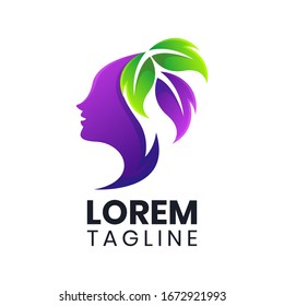 An Awesome beauty woman leaf logo design